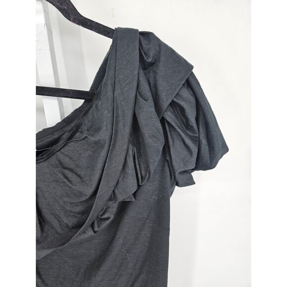 Robert Rodriguez Womens Sz L One Shoulder Blouse Solid Black NEW - Picture 2 of 5